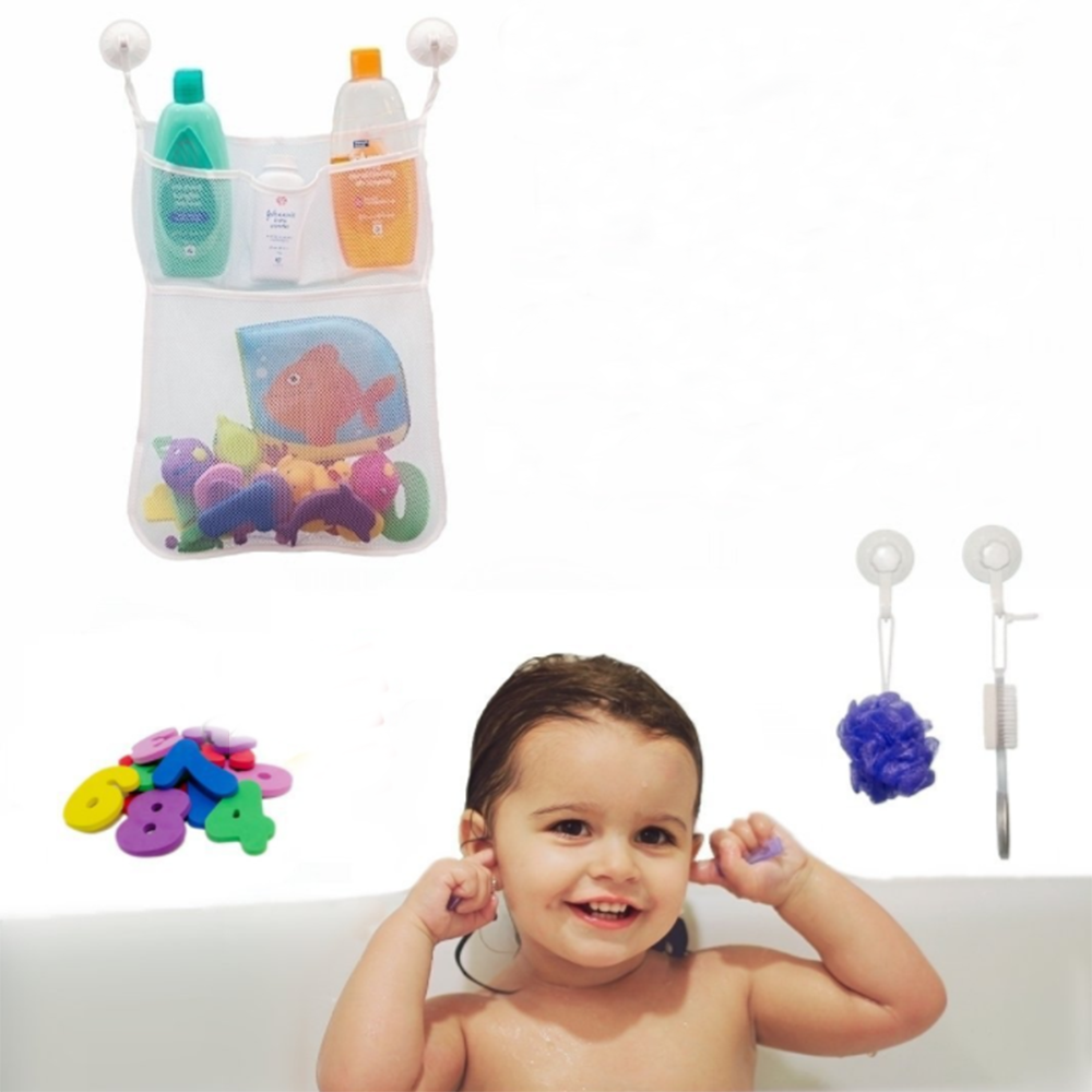 Baby Bath Toy Storage Bag with Suckers Mesh Net Bag for Toys Baby Toys Organizer Holder Children Water Toys Accessaries 45*35cm